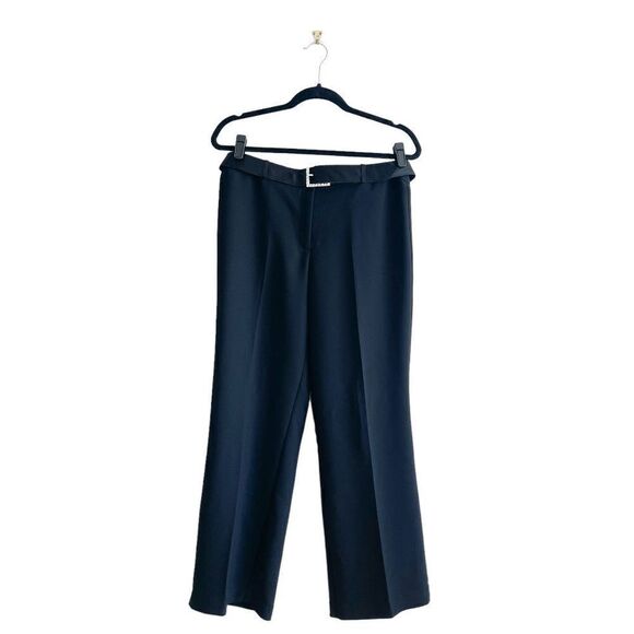Joseph Ribkoff Women's Tailored Trouser Pants Belted Rhinestone Buckle Black 10 - Picture 1 of 8